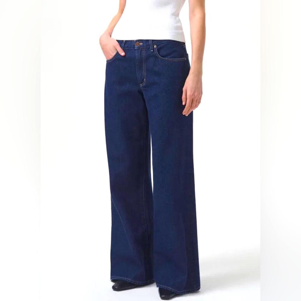 Agolde NWT size 28 Clara Jeans 
Low Rise Baggy Flare whisper dark blue